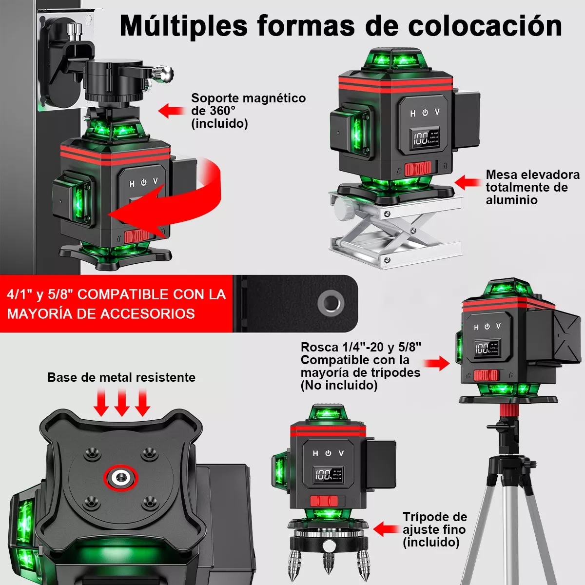 Niveles Laser 4d 3° Autonivelante Pantalla Digital 6 Líneas 