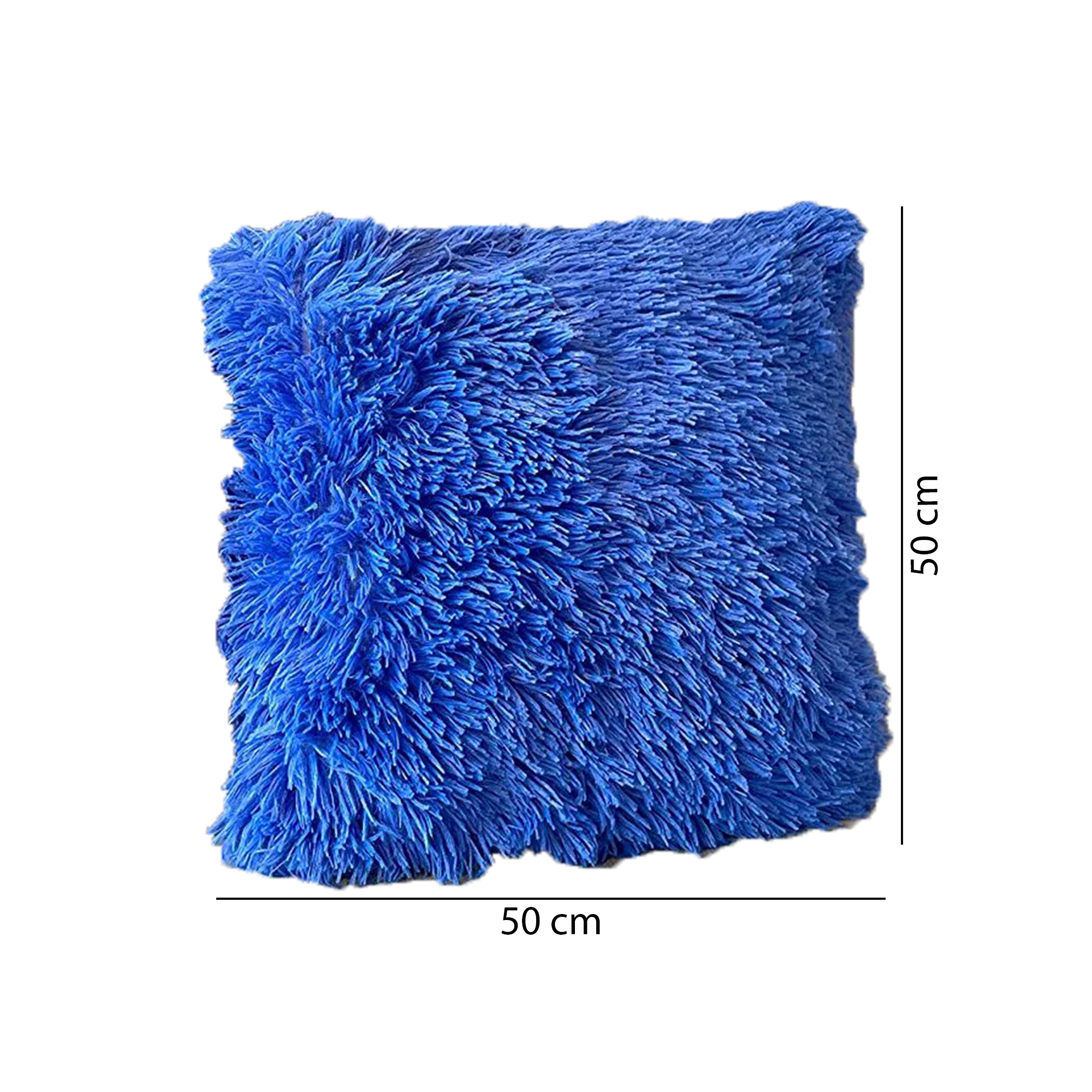 Cojín Decorativo de Pelo Largo Azul Rey de 50 X 50 cm