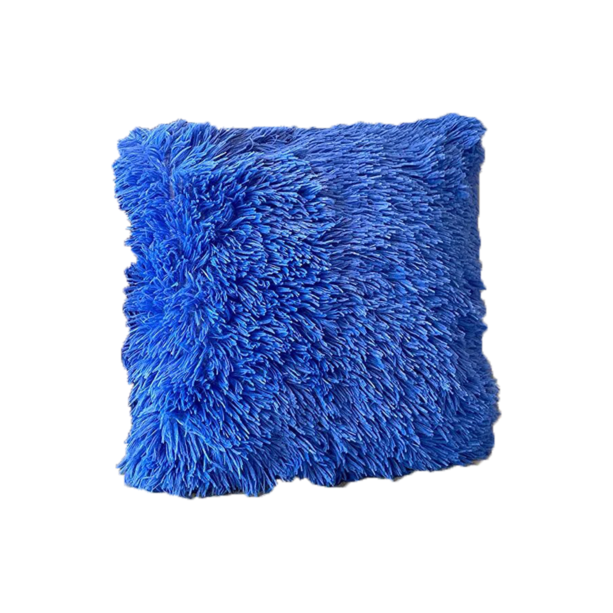 Cojín Decorativo de Pelo Largo Azul Rey de 50 X 50 cm