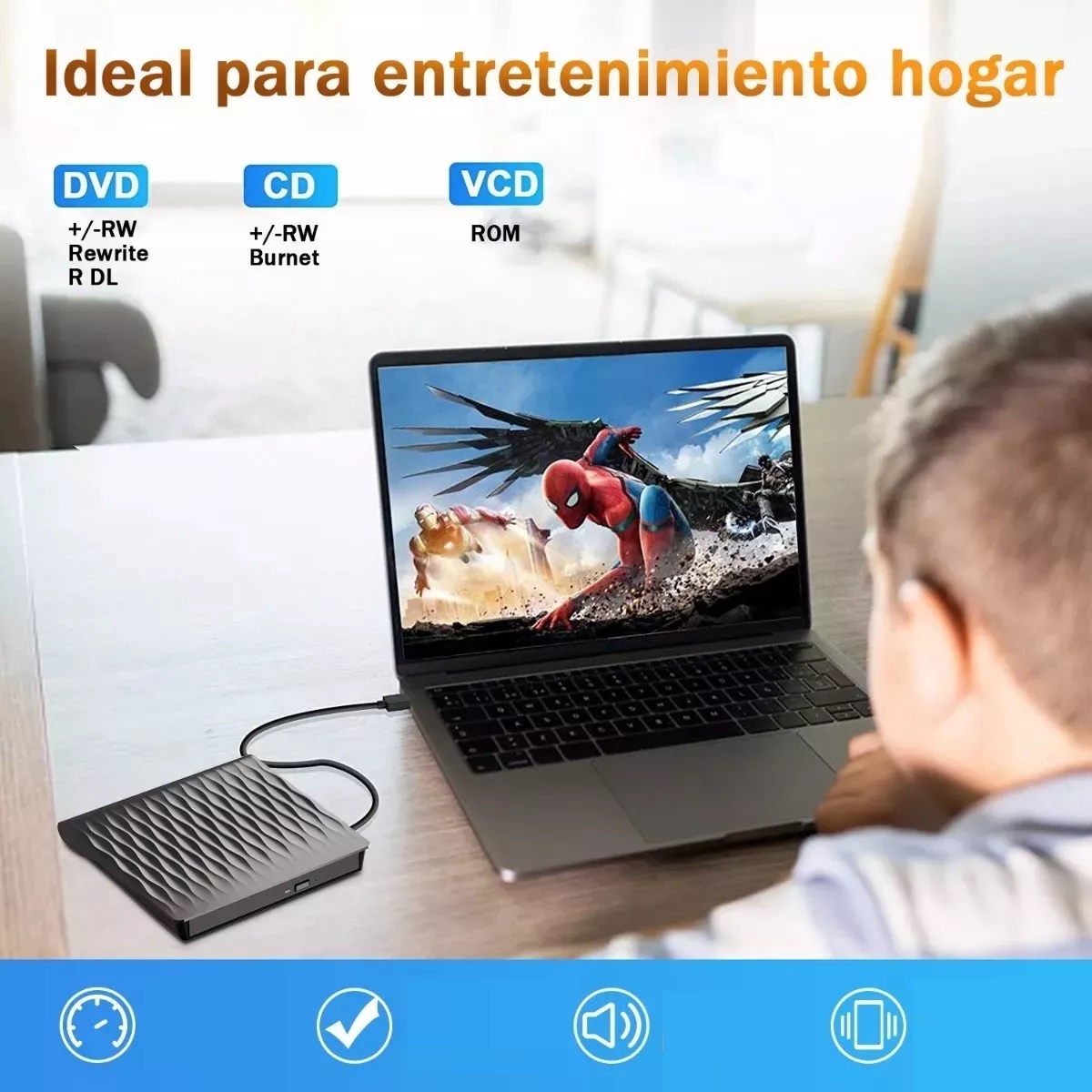 Grabadora De Dvd, Lector De Cd Externo Usb 3.0+ Tipo C