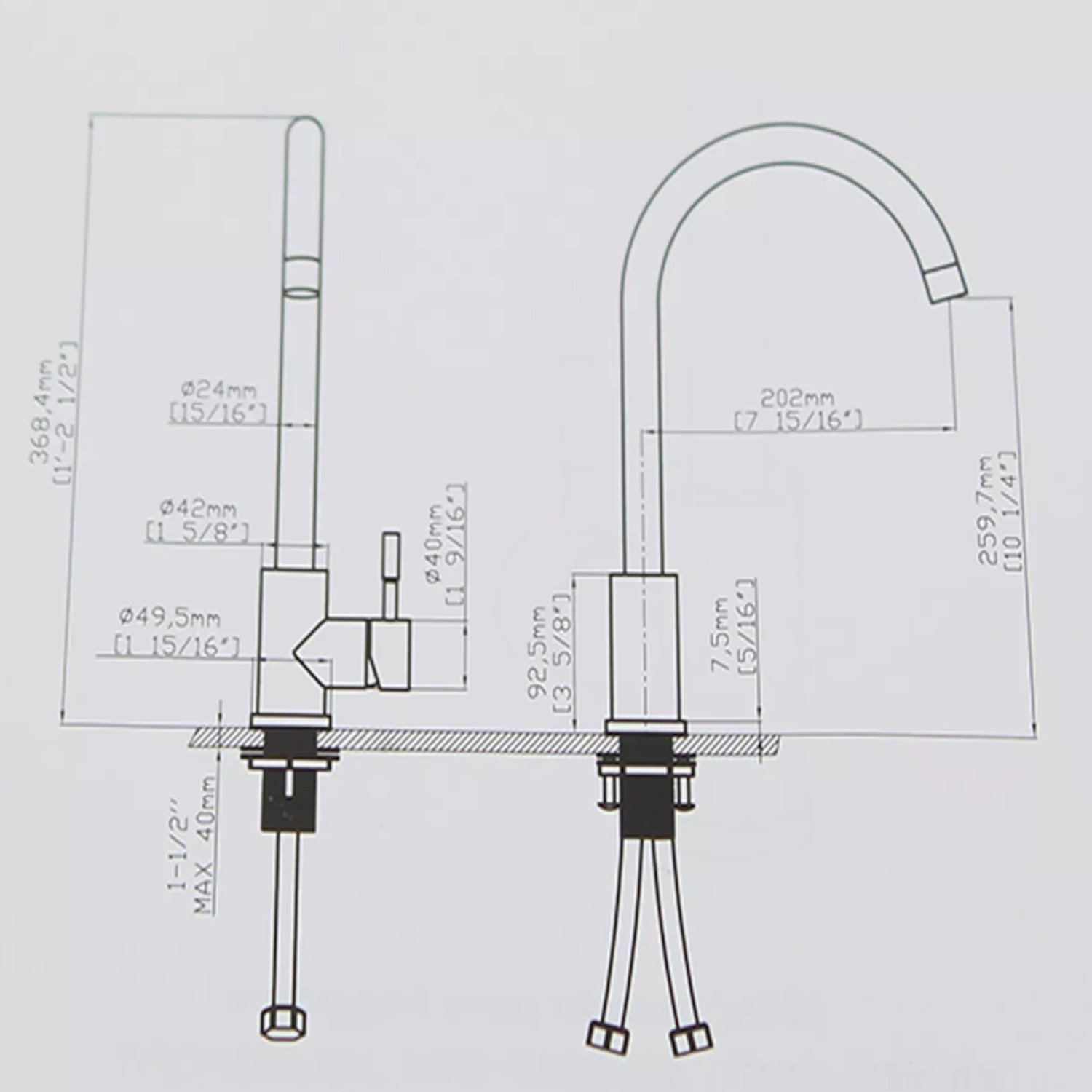 Llave Monomando Fregadero O Tarja Cocina  Rubinett Acero Inoxidable 304 Satinado Super Lujo Ancla