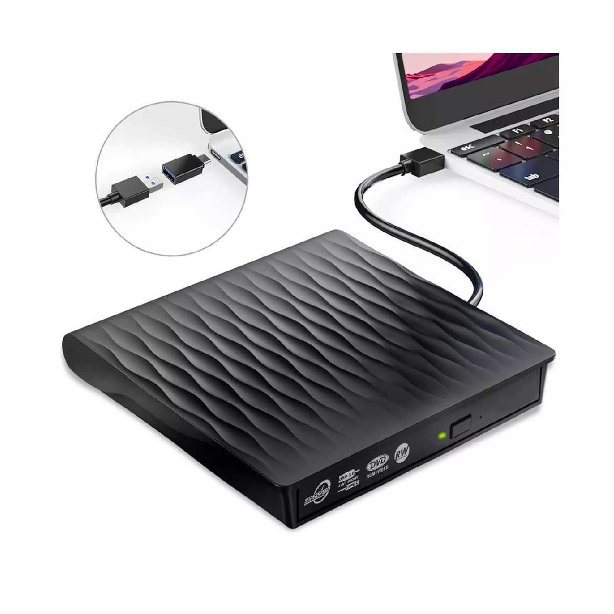 Grabadora De Dvd, Lector De Cd Externo Usb 3.0+ Tipo C