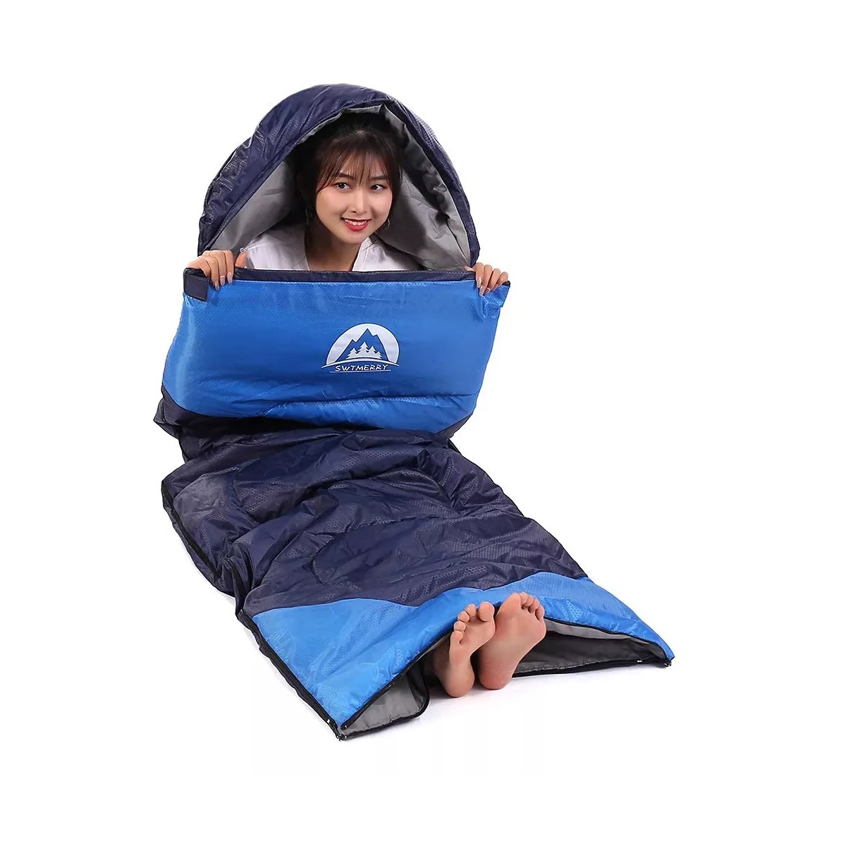 Saco De Dormir Para Acampar Para Adultos Azul Marino 