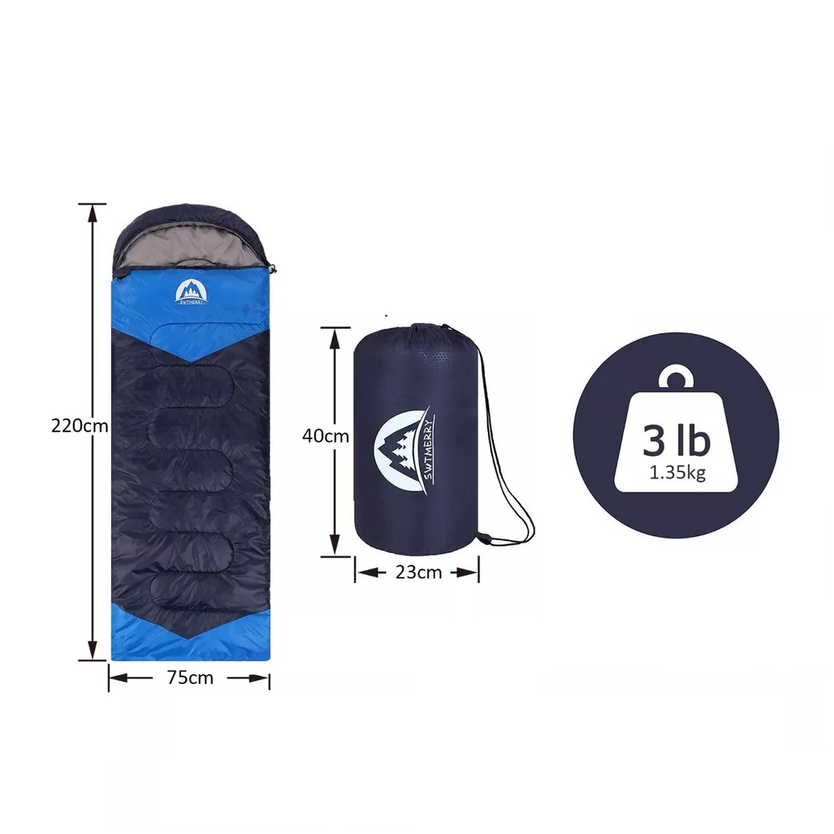 Saco De Dormir Para Acampar Para Adultos Azul Marino 