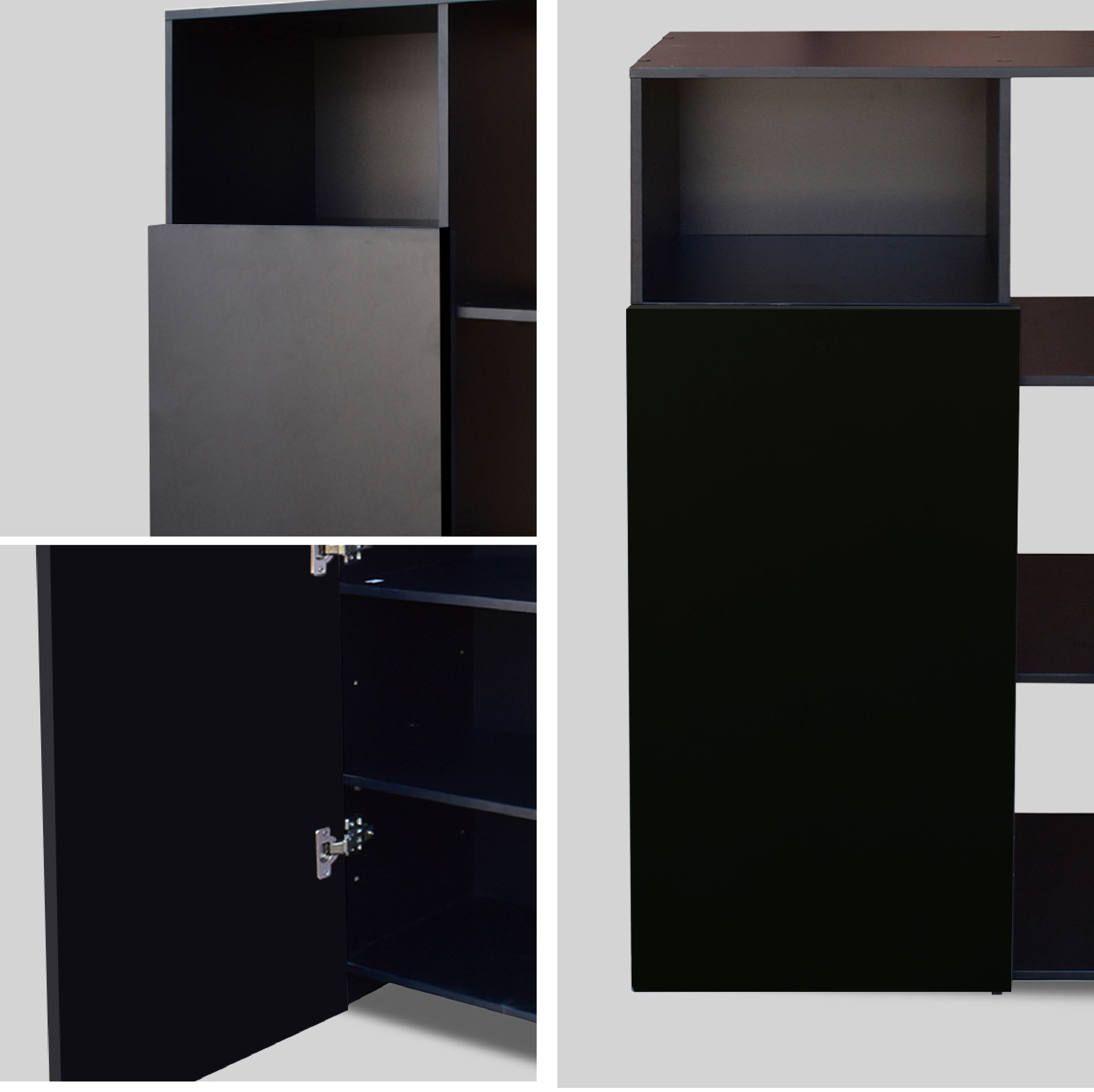 Hogare Mueble Alacena Despensero Organizador Practico Multiusos de melamina de alta resistencia, con puerta y estantes Color Negro