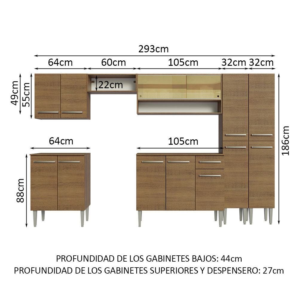 Cocina Integral Completa Modular Madesa Emilly 293cm MM 03