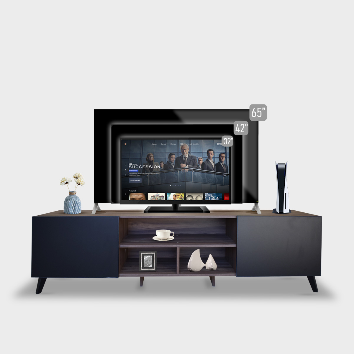  Mueble para TV de 80" Europa  Moderno y Minimalista Hogare Parota Negro