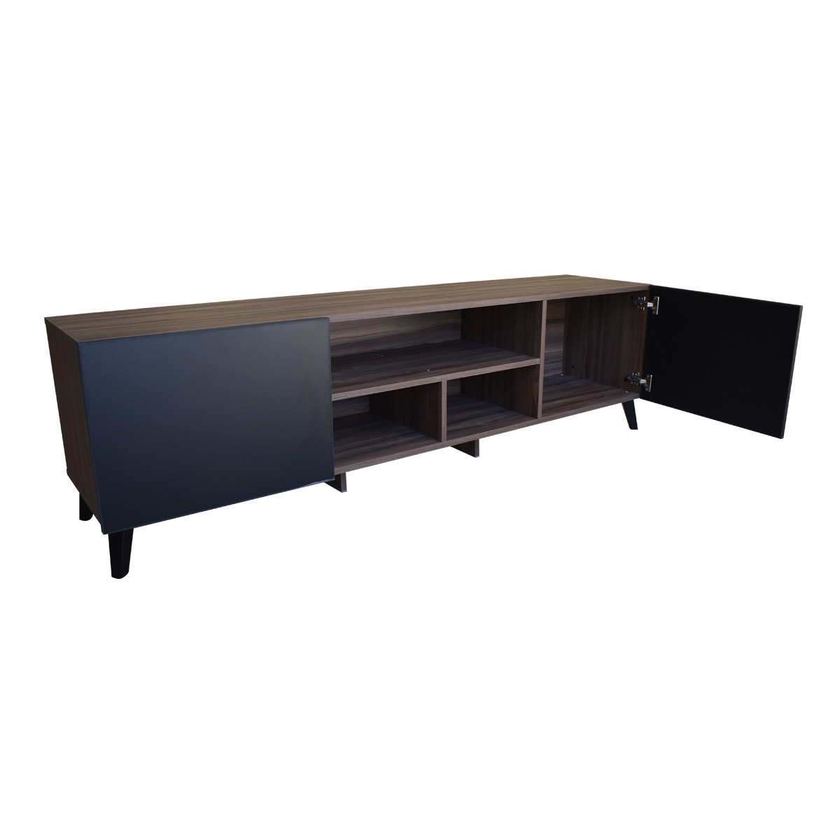  Mueble para TV de 80" Europa  Moderno y Minimalista Hogare Parota Negro