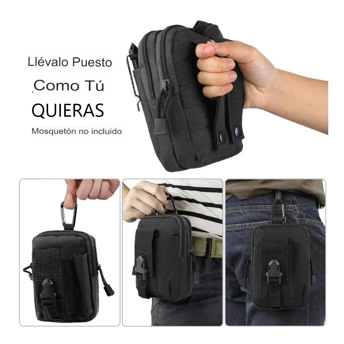 Mochila bolsa táctica militar negro deporte porta teléfono cartera impermeable multifunción moto