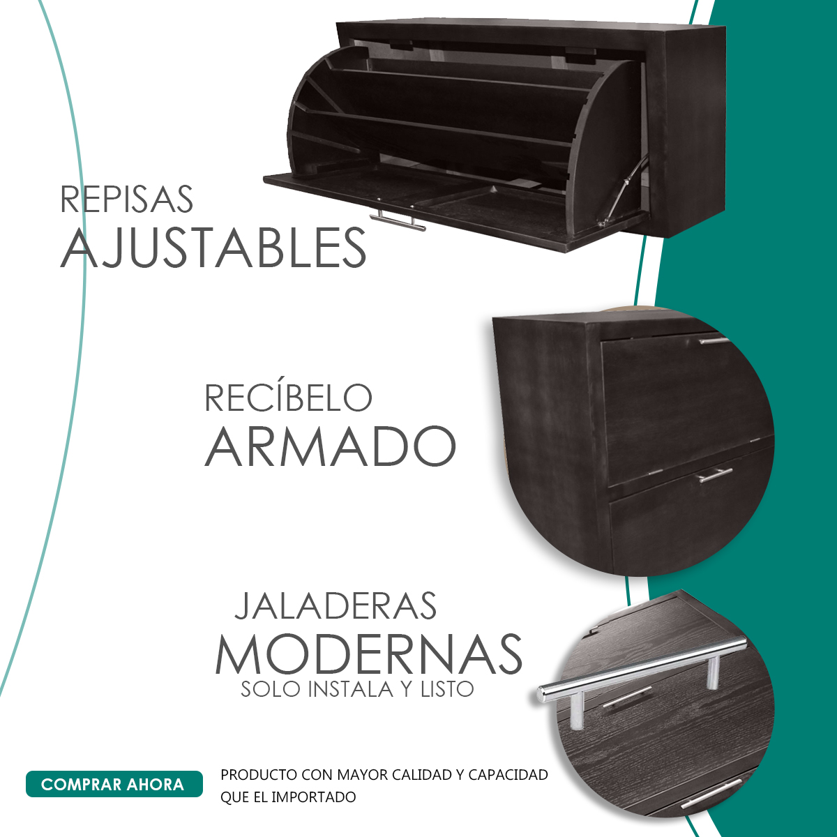 Mueble Zapatero Minimal Hogare Hasta 36 Pares O 24 Pares Chocolate 