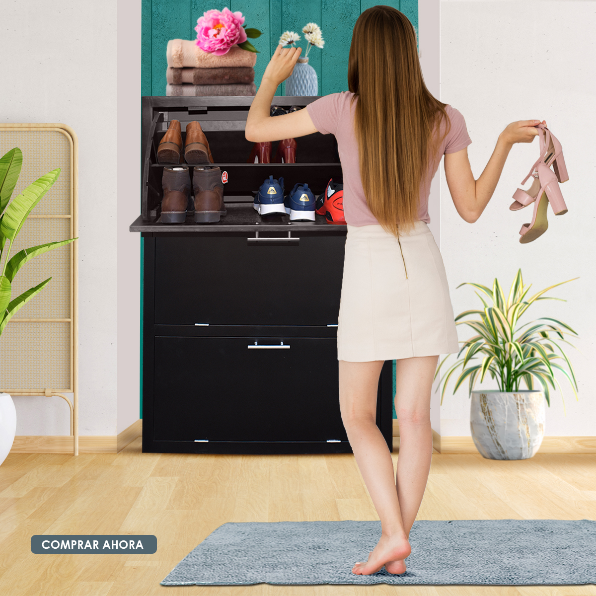 Mueble Zapatero Minimal Hogare Hasta 36 Pares O 24 Pares Chocolate 