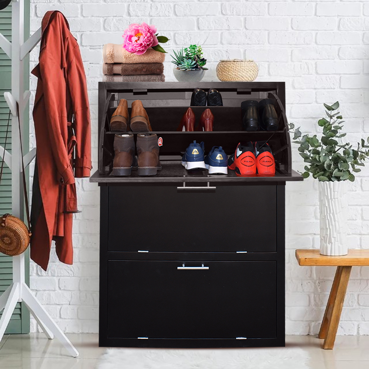 Mueble Zapatero Minimal Hogare Hasta 36 Pares O 24 Pares Chocolate 