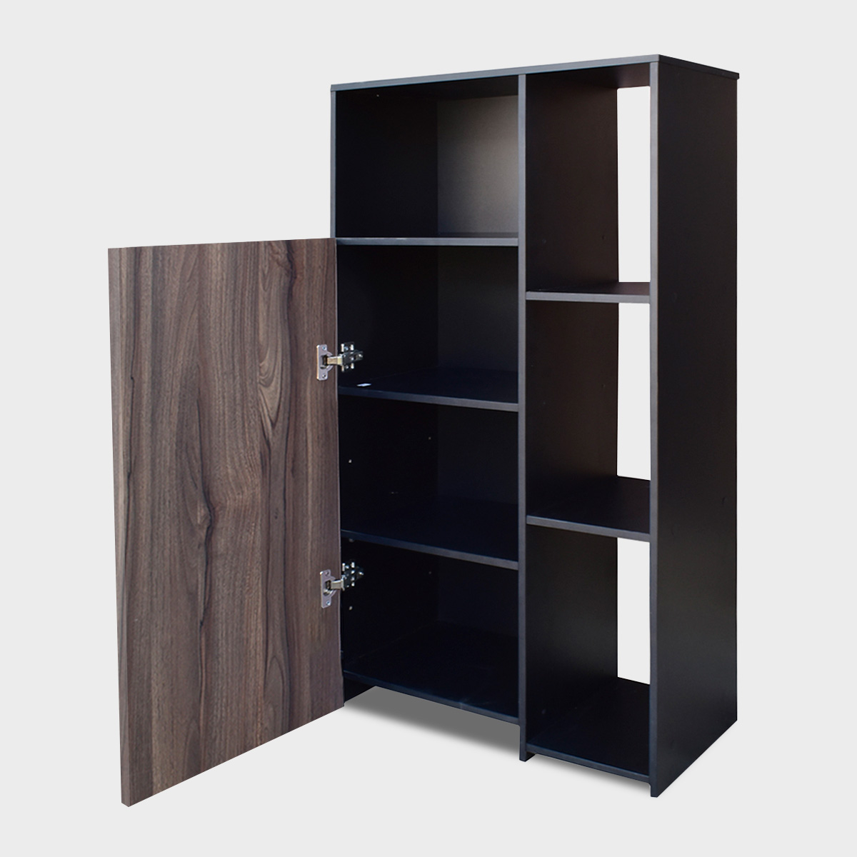 Hogare Mueble Alacena Despensero Organizador Practico Multiusos de melamina de alta resistencia con puerta y estantes Color Negro Parota