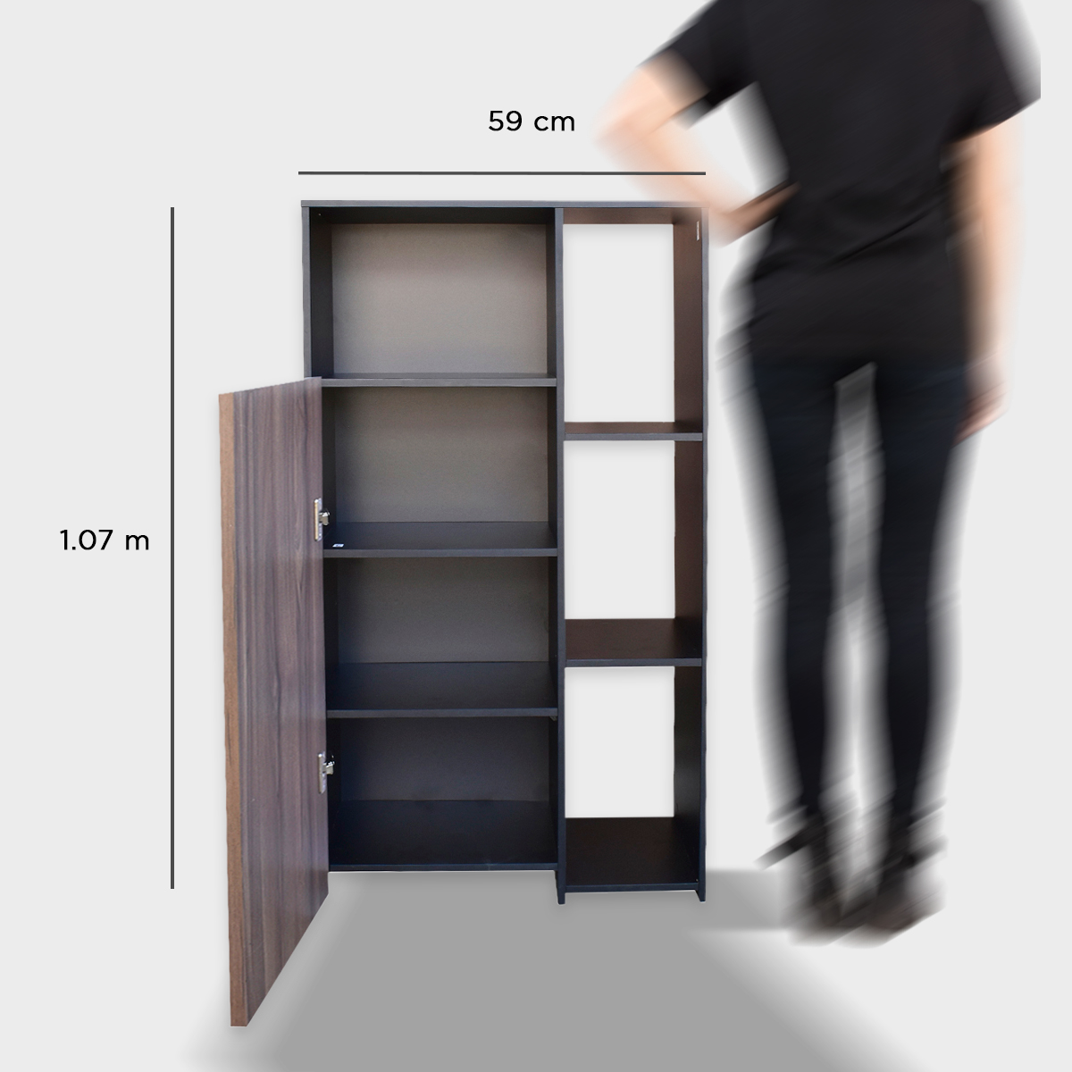 Hogare Mueble Alacena Despensero Organizador Practico Multiusos de melamina de alta resistencia con puerta y estantes Color Negro Parota