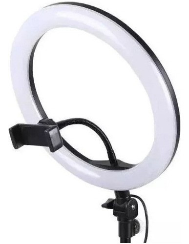 Aro De Luz Led 26 Cm Con Tripié Soporte Celular Negro
