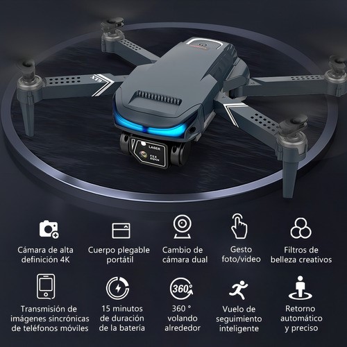 Mini drone Axnen 4K XT9 3 Battery con dual cámara HD 2.4GHz 3 baterías Gris Oscuro