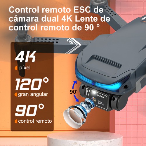 Mini drone Axnen 4K XT9 3 Battery con dual cámara HD 2.4GHz 3 baterías Gris Oscuro