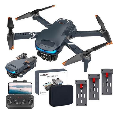 Mini drone Axnen 4K XT9 3 Battery con dual cámara HD 2.4GHz 3 baterías Gris Oscuro