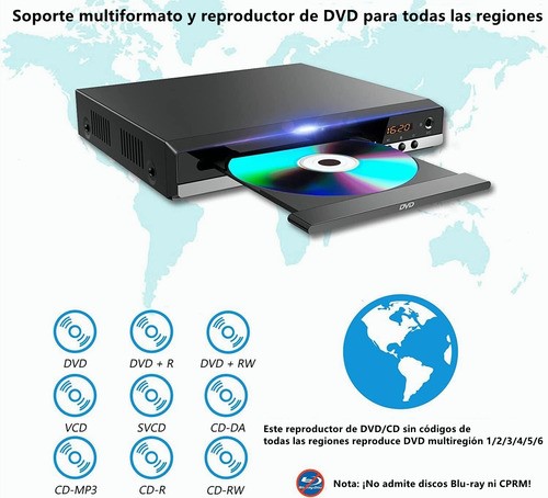 Reproductor De Dvd Hdmi Hd 1080p Para Tv Usb NEGRO