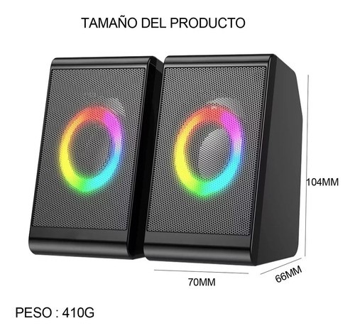 Bocinas Para Pc Computadora Escritorio Altavoz Rgb Subwoofer NEGRO