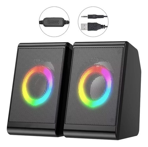 Bocinas Para Pc Computadora Escritorio Altavoz Rgb Subwoofer NEGRO