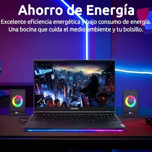 Bocinas Para Pc Computadora Escritorio Altavoz Rgb Subwoofer NEGRO