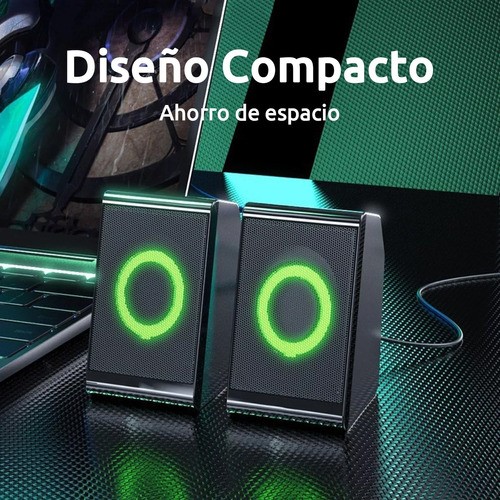 Bocinas Para Pc Computadora Escritorio Altavoz Rgb Subwoofer NEGRO