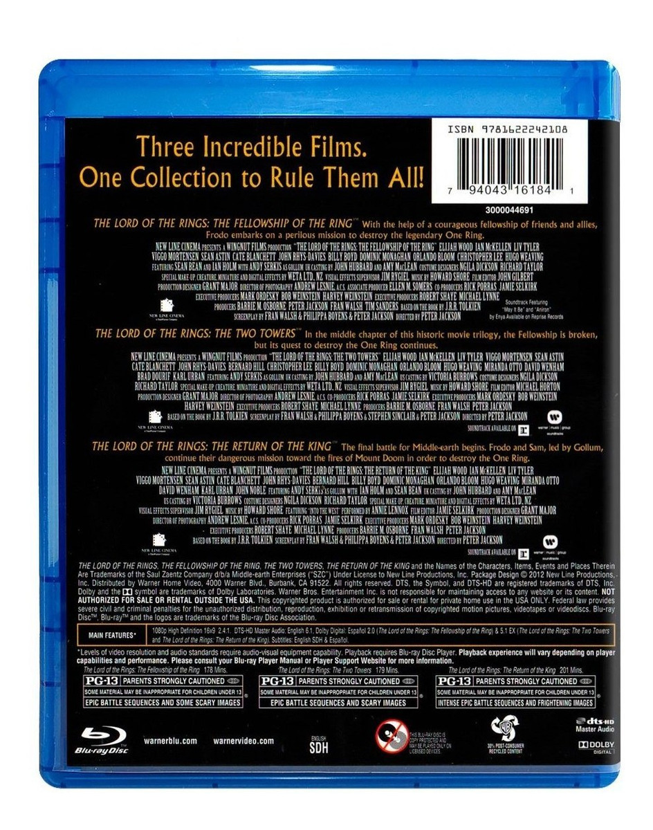 El Señor De Los Anillos Trilogia Version Cine Boxset Bluray