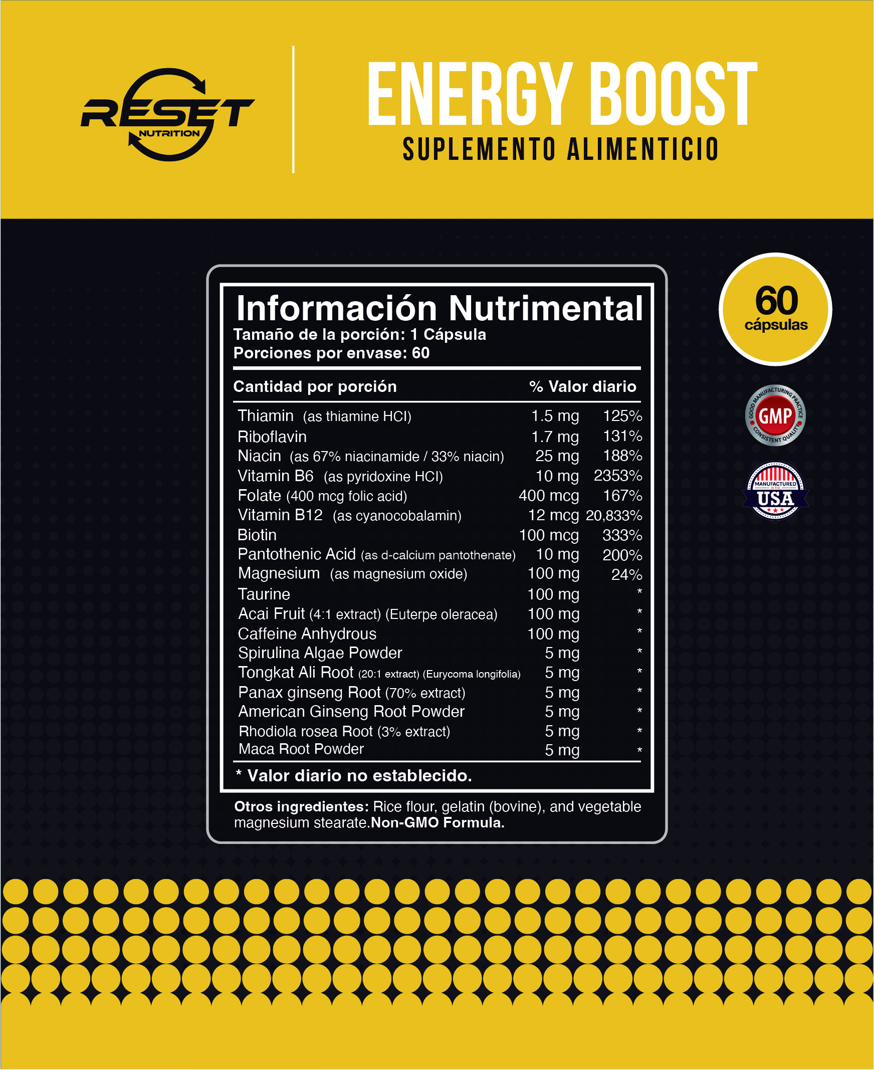 LIONS MANE | MELENA DE LEON | SUPLEMENTO CEREBRAL NOOTROPICO Y APOYO INMUNE | 100% PURO | ORGANICO | 90 CAPSULAS | 2100MG | HECHO EN USA | RESET NUTRITION