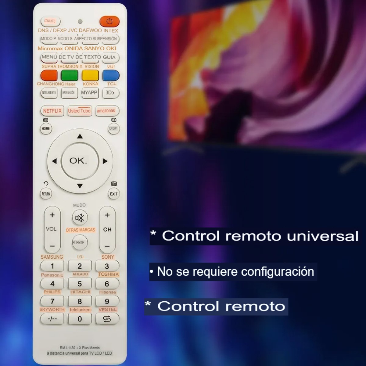 Control Mando distancia Universal todas las marcas televisión pantallas blanco multimedia remplazo