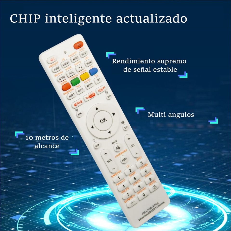Control Mando distancia Universal todas las marcas televisión pantallas blanco multimedia remplazo
