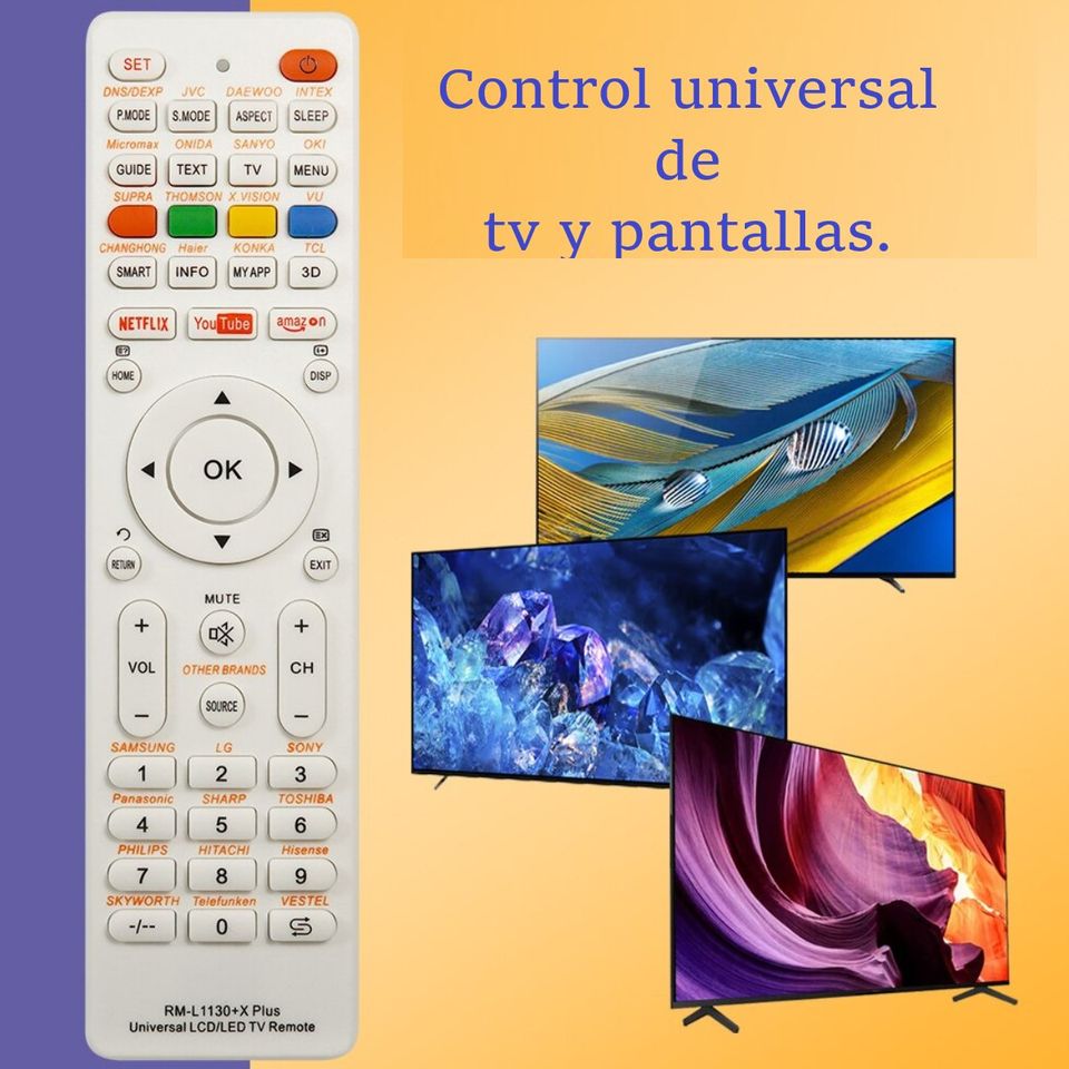 Control Mando distancia Universal todas las marcas televisión pantallas blanco multimedia remplazo