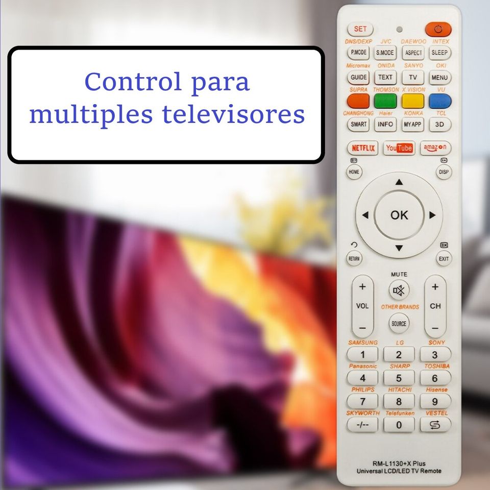 Control Mando distancia Universal todas las marcas televisión pantallas blanco multimedia remplazo