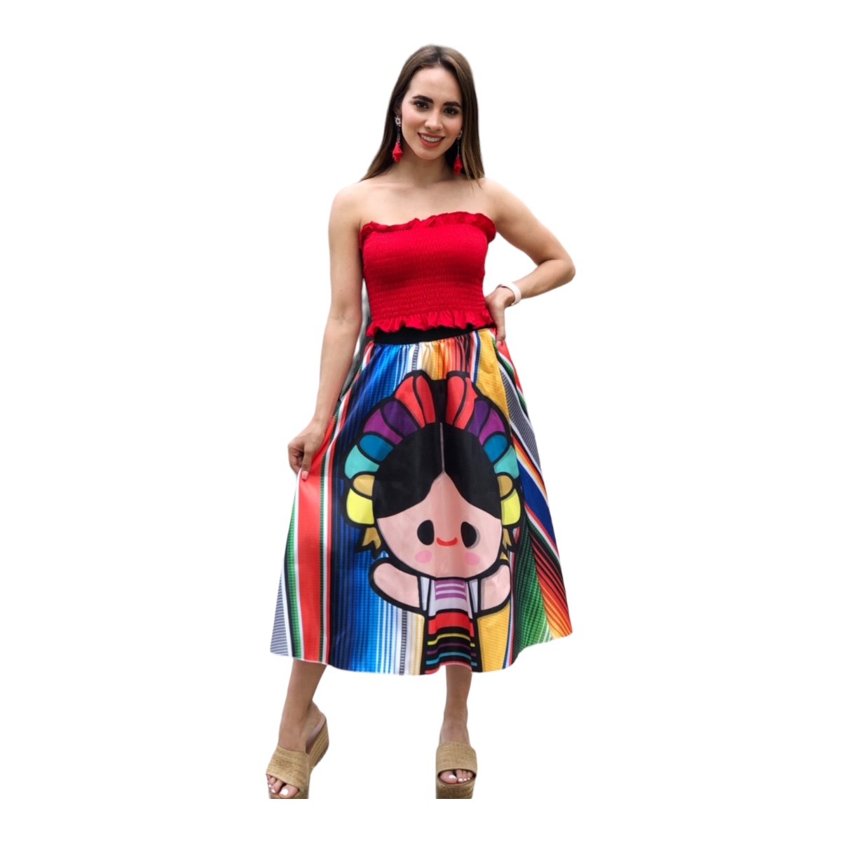 Falda Mexicana Fiestas Patrias Muñeca Lele Disfraz Mexicano