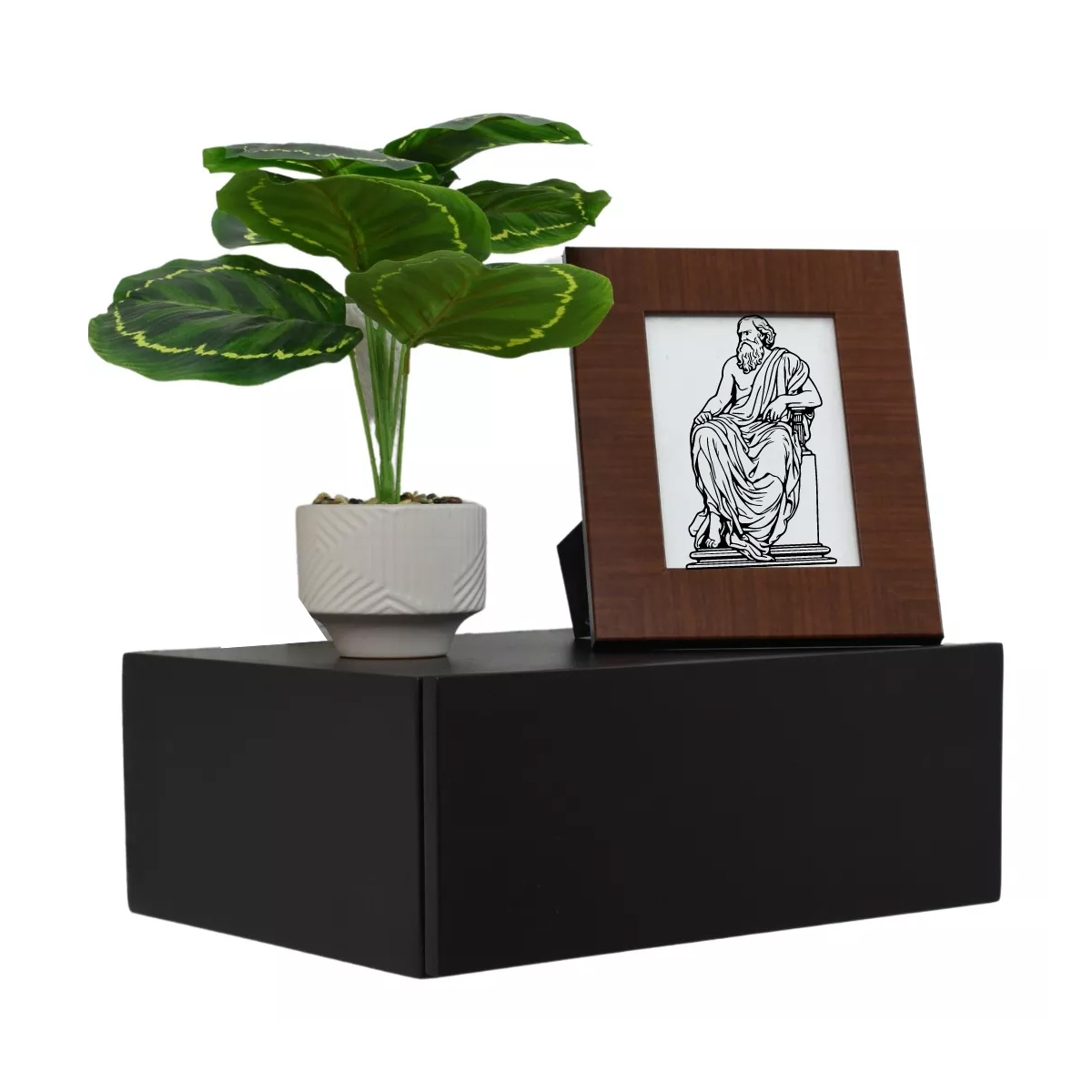 Buró Repisa Flotante Minimalista Mesa De Noche Moderno Negro