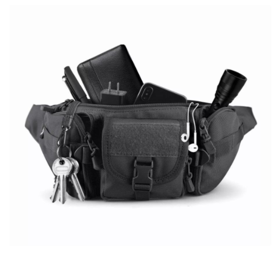 Cangurera bolso mochila táctica negro moto pecho táctico resistente desgaste ciclismo riñonera