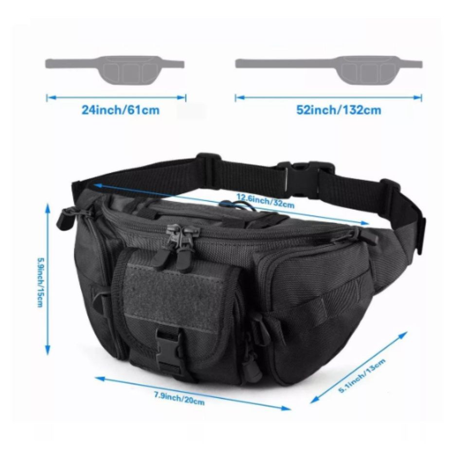 Cangurera bolso mochila táctica negro moto pecho táctico resistente desgaste ciclismo riñonera