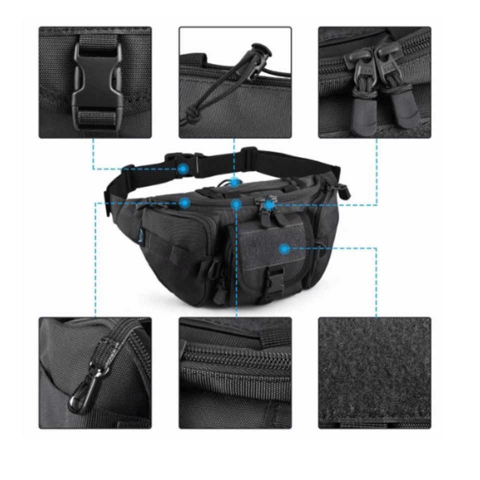 Cangurera bolso mochila táctica negro moto pecho táctico resistente desgaste ciclismo riñonera