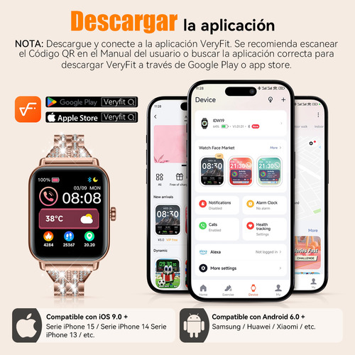 Reloj Smartwatch Mujer Relojes Inteligentes 1.8' Smart Watch