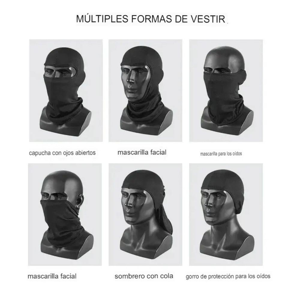 Pasamontañas gorro militar táctico bici máscara aire libre senderismo cabeza cálido bufanda negro