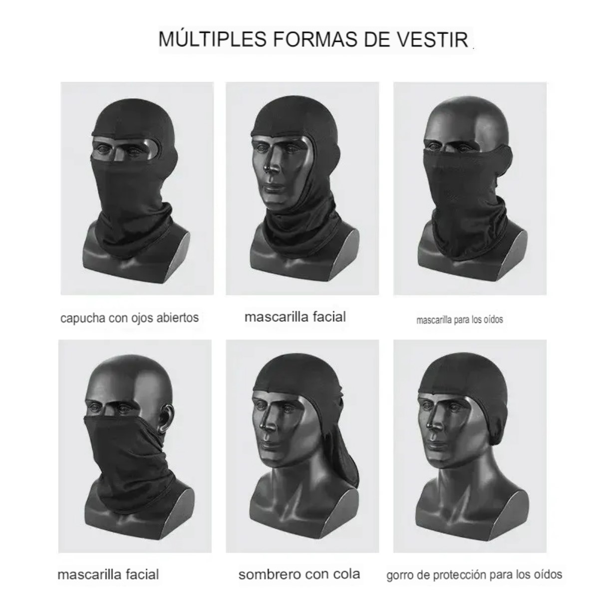 Pasamontañas gorro militar táctico bici máscara aire libre senderismo cabeza cálido bufanda negro