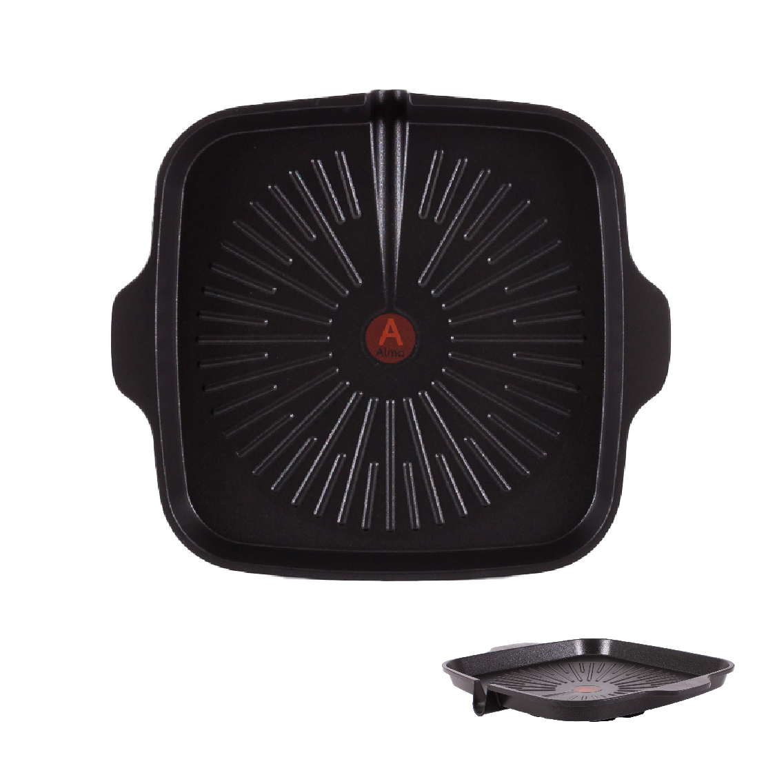 Comal Asas de Mármol con Salida Cuadrado Antiadherente 33 cm