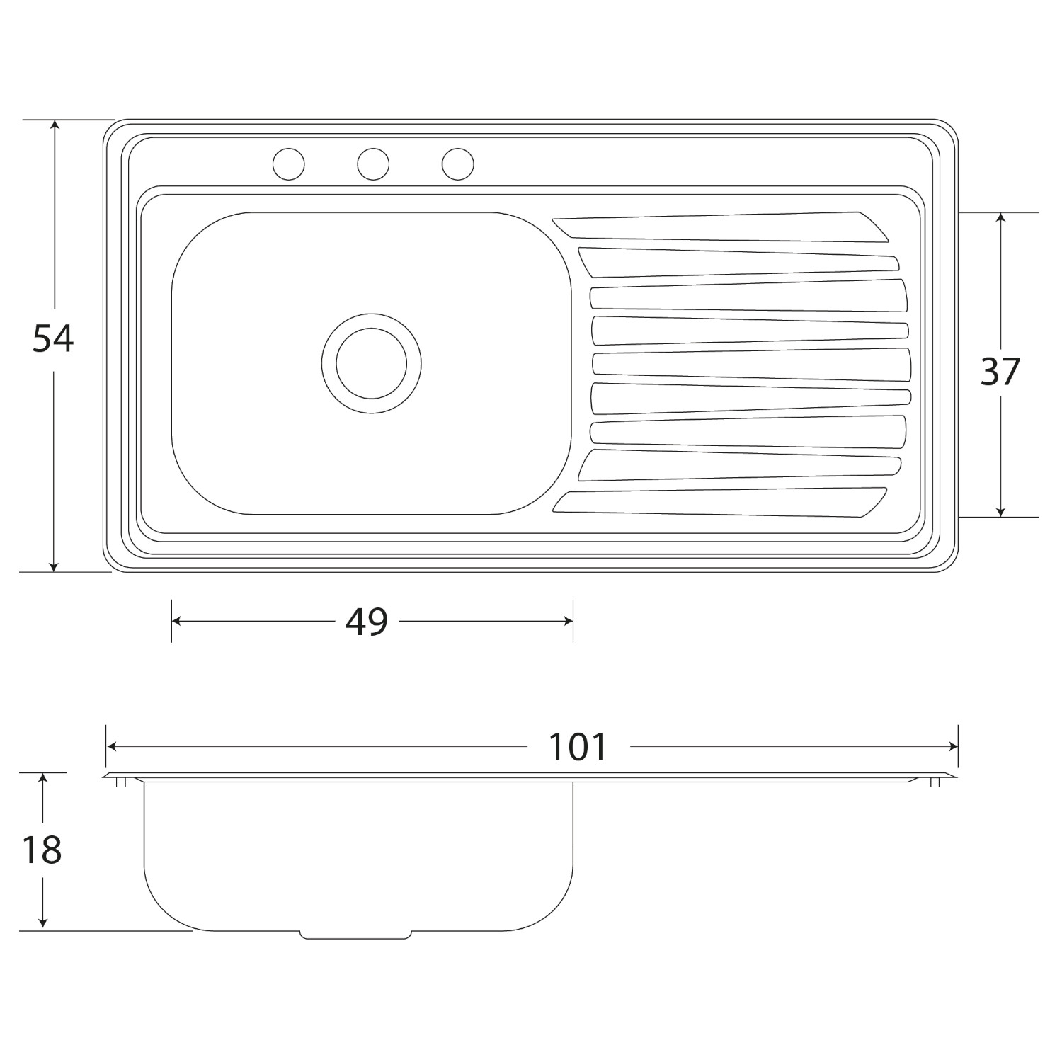 Fregadero Cocina Empotrar 1 Tina Eb 101x54x18 C202n Der