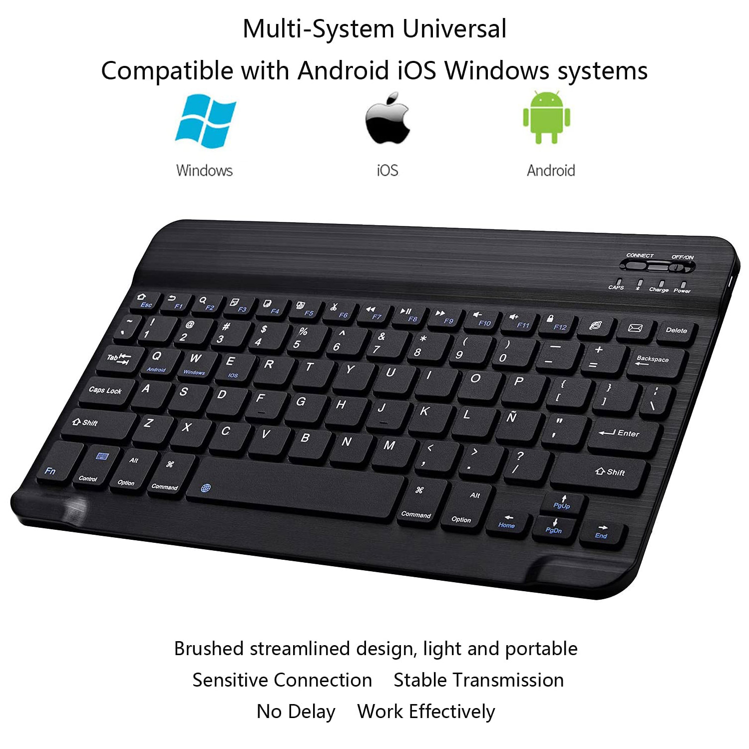 Teclado Bluetooth + Ratón Inalámbrico Para Tablet iPad Celular Pc Laptop De 7 PLG. (Negro)