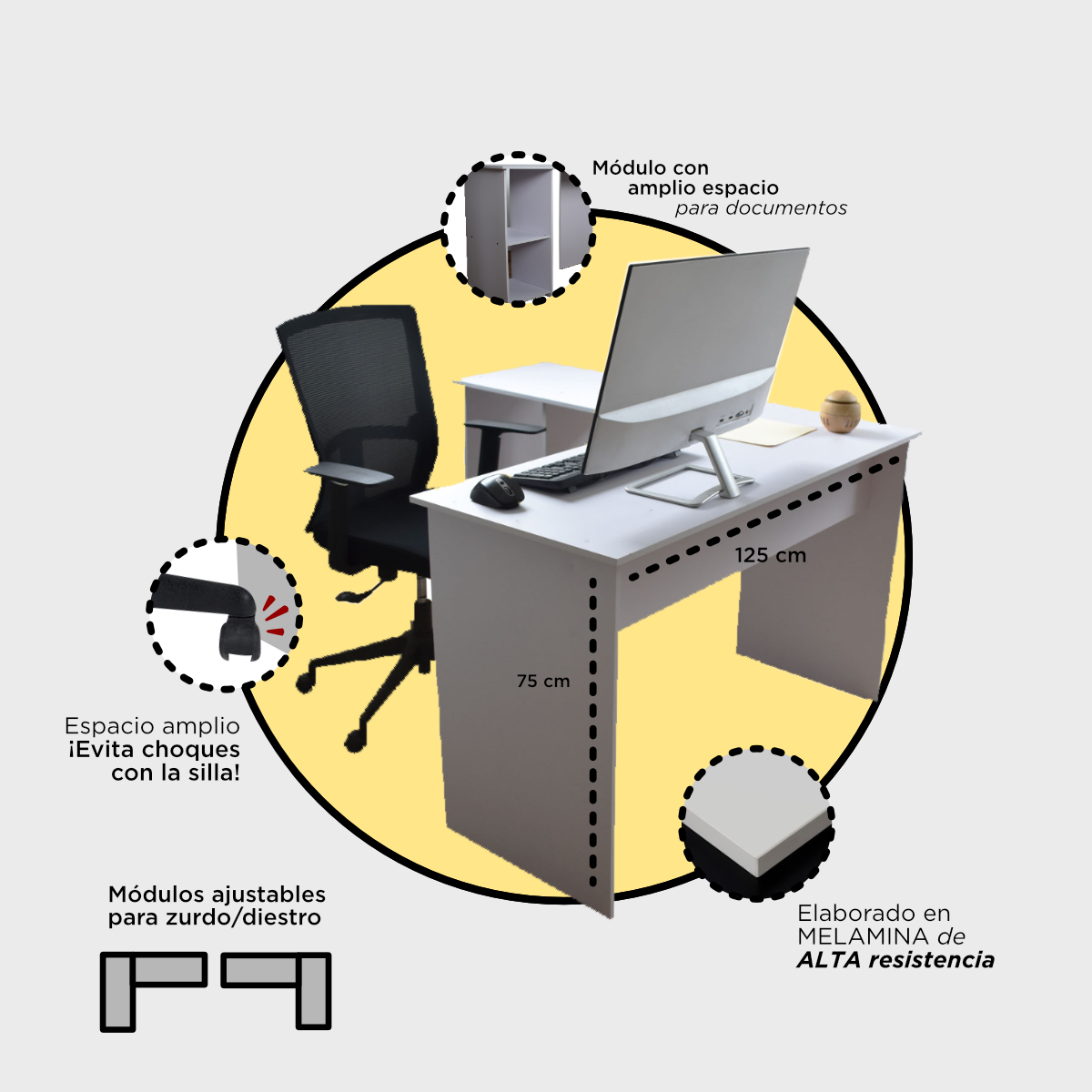 Escritorio Esquinero L  Hogare Blanco