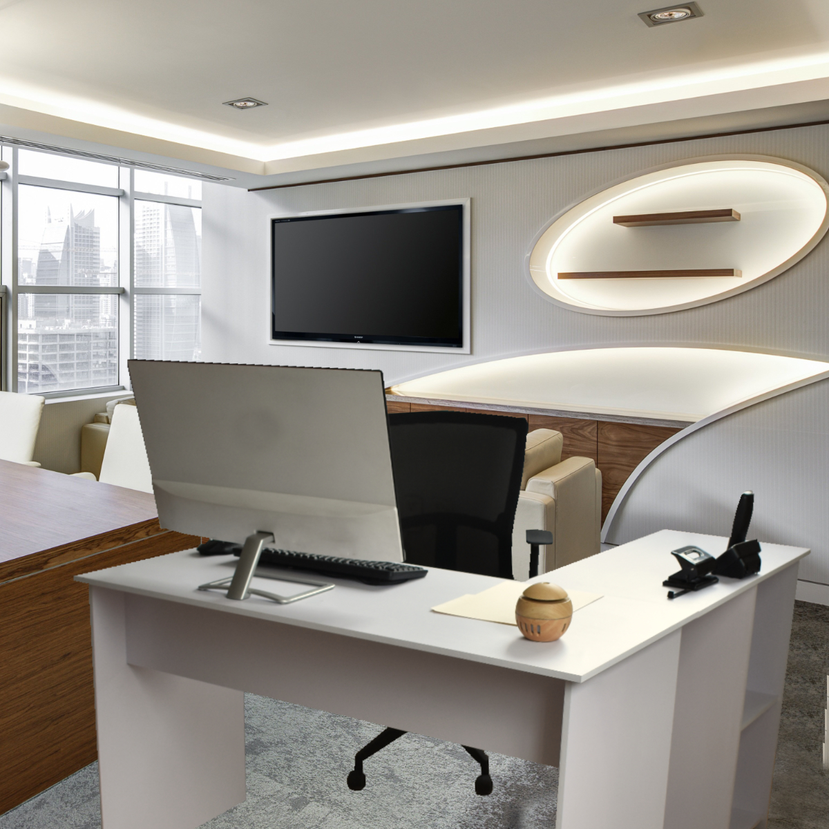 Escritorio Esquinero L  Hogare Blanco