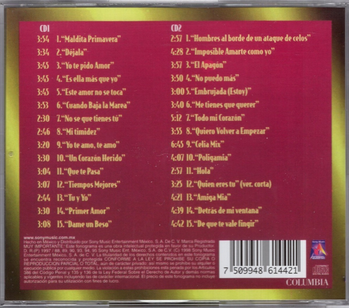 Yuri Mis 30 Mejores Canciones 2 Discos Cd