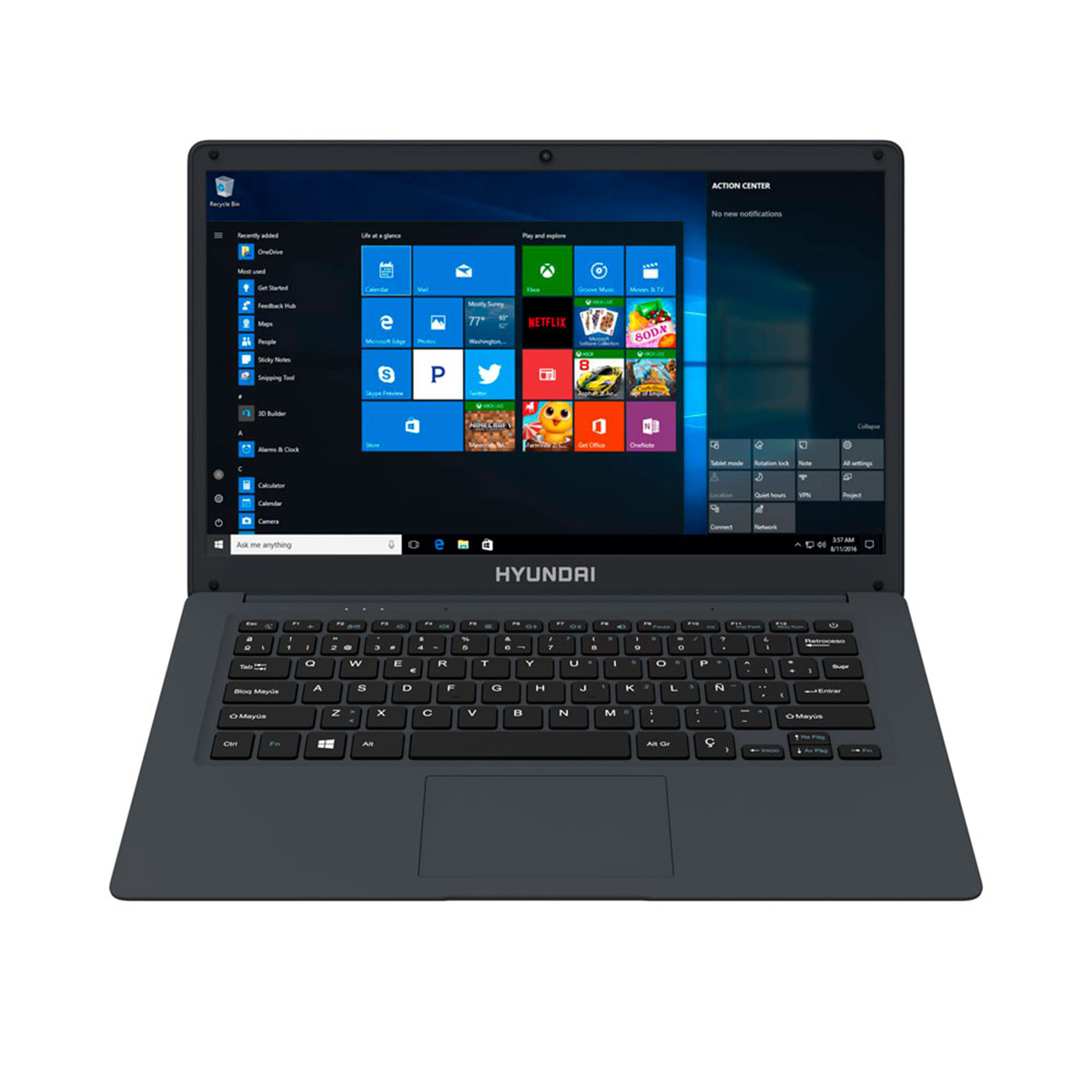 Laptop Hyundai HyBook 14.1" , Intel Celeron, 4GB RAM, 64GB + 1TB HDD, Windows 10 Home S - Gris Espacial