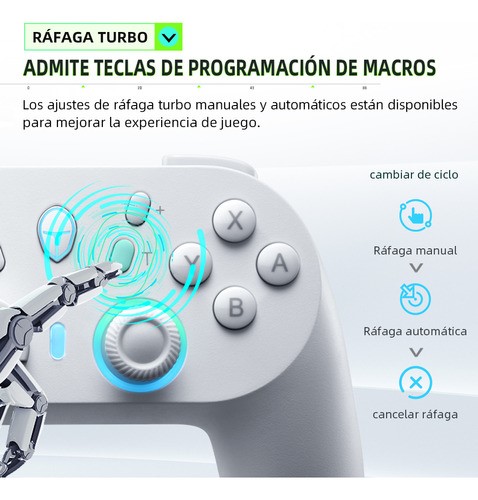 Control Inalámbrico Thunderobot G45 Pro para Nintendo Switch Bluetooth Android BLANCO