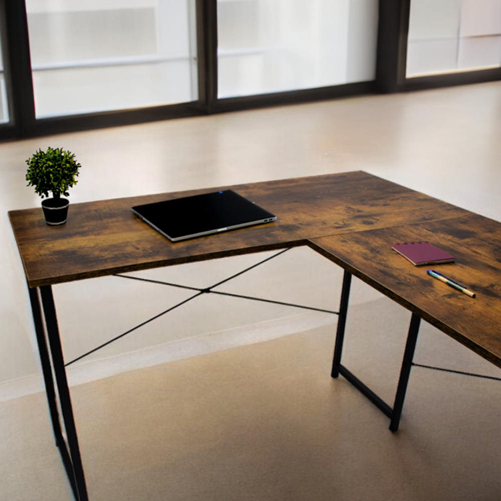 Ilios Innova | Escritorio en L Elegante y Espacioso con Acabado de Madera, Ideal para Oficinas en Casa, Escritorio Grande y Esquinero